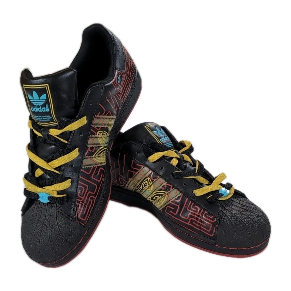 Adidas Superstar Black Red Maze Yellow Laces Mens Size 13 030507 2007 Sneakers